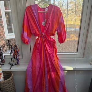 Buddy Love Gorgeous Bright Pink and Orange Dress with cut out sides - sz Med